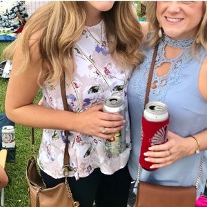 O’Neill floral sleeveless high neck blouse eyelet detail light pink